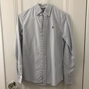 Ralph Lauren Blue & White Striped Button-Up Shirt